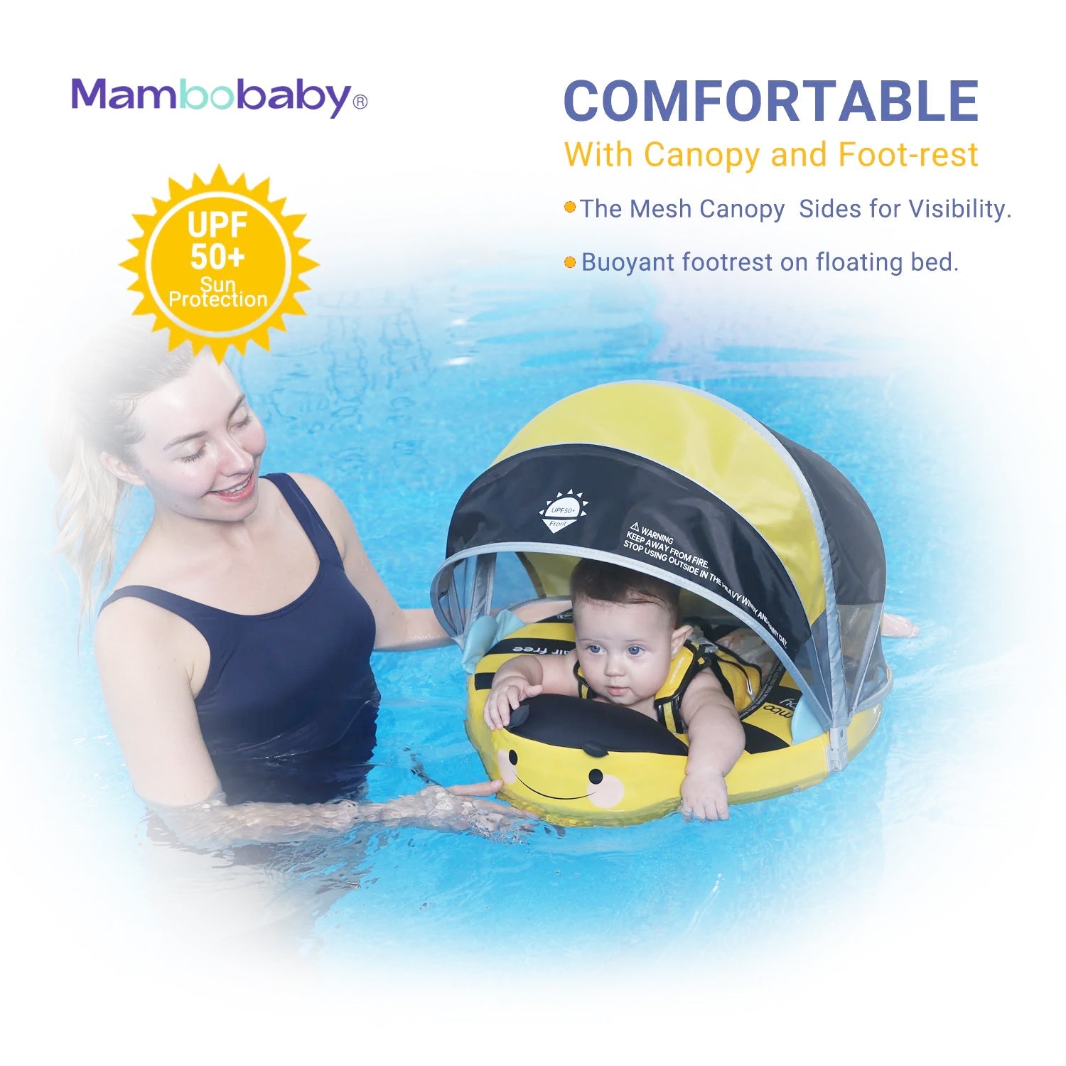 Mambobaby Pool Float HoneyBee with Canopy