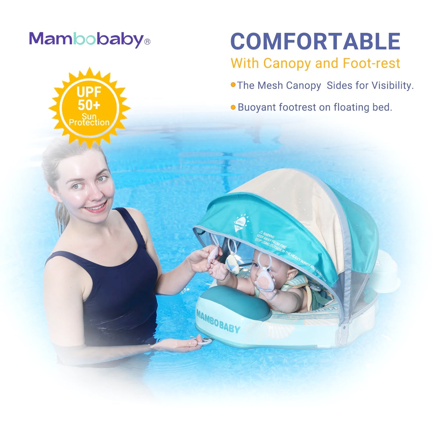 Mambobaby Pool Float with Canopy and Tail Seashell