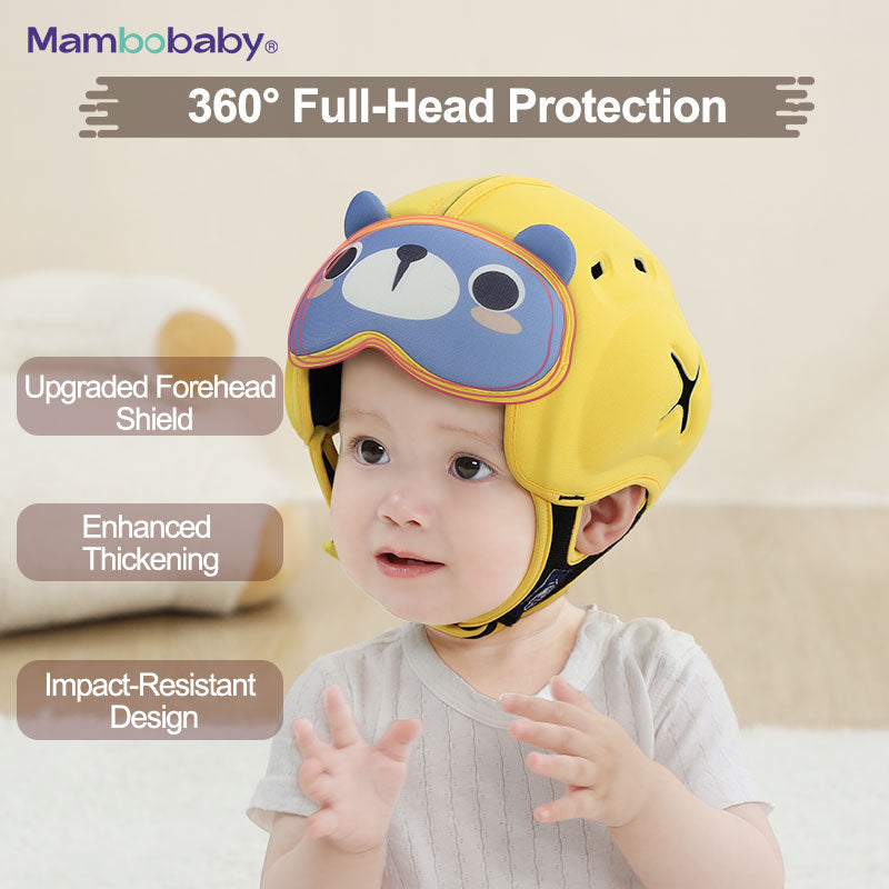 Mambobaby Infant Safety Headgear for Crawling Walking with Bear Pattern