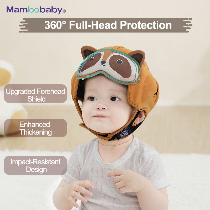 Mambobaby Infant Safety Headgear for Crawling Walking with raccoon Pattern