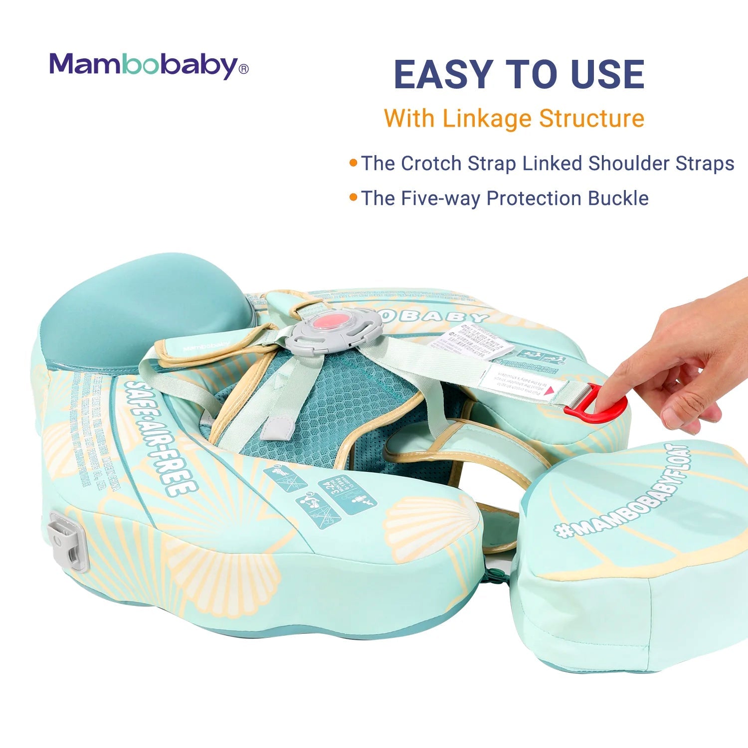 Mambobaby Pool Float with Canopy and Tail Seashell