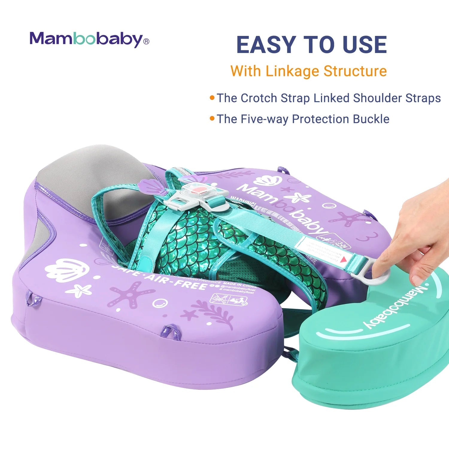 Mambobaby Pool Float With Canopy and Tail Purple Mermaid