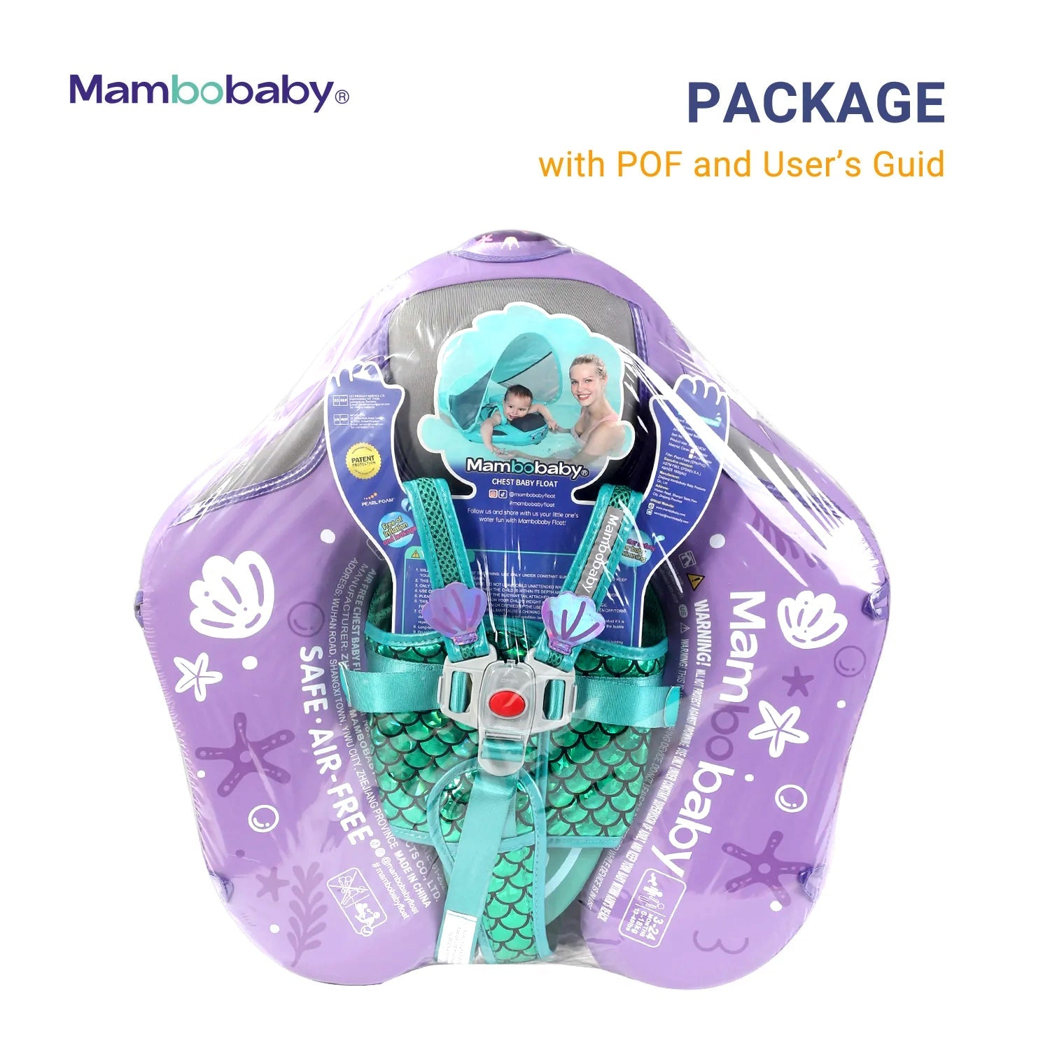 Mambobaby Pool Float With Canopy and Tail Purple Mermaid