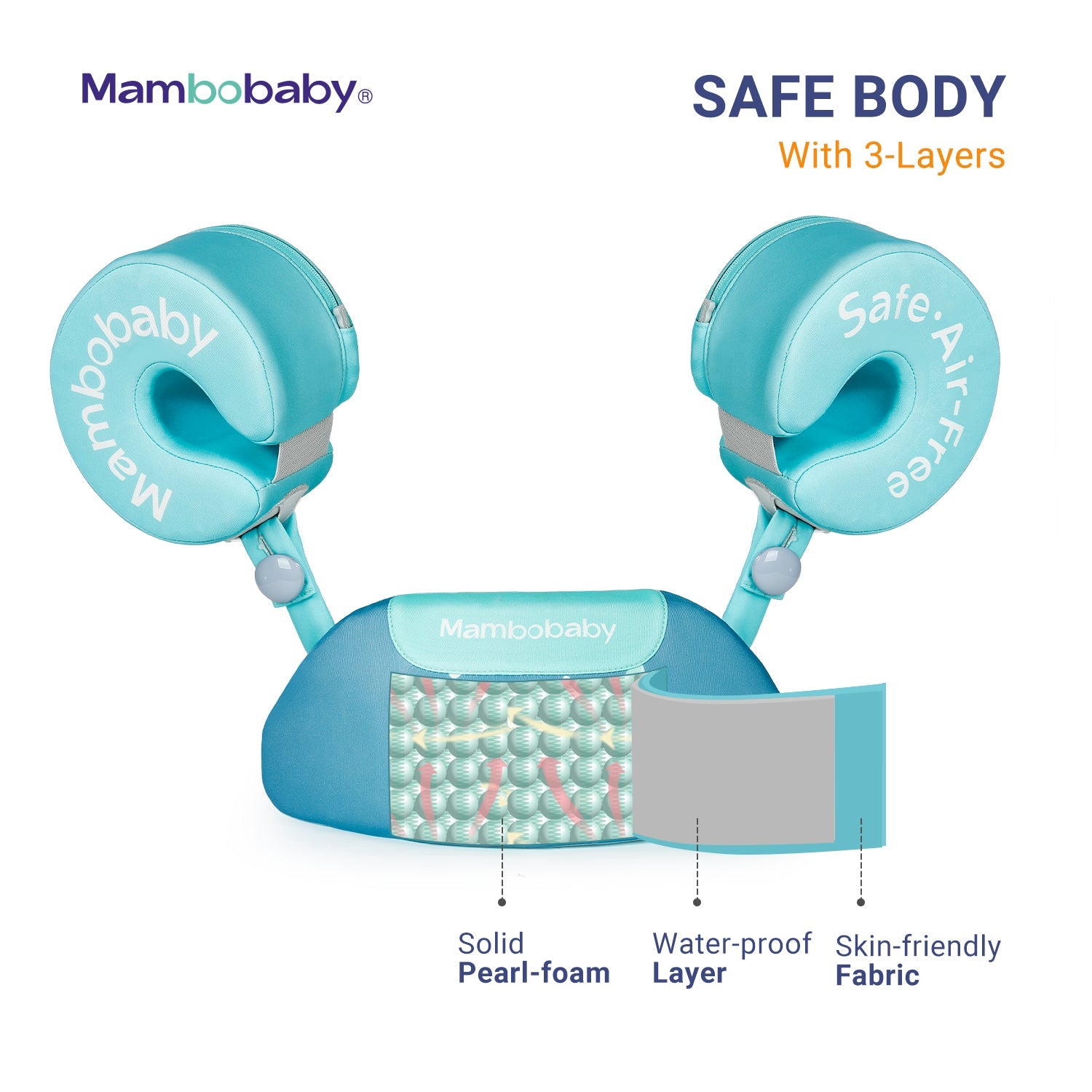 Mambobaby Air-Free Armbands Float Set Swim Trainer AGES 3-8Y for swim training