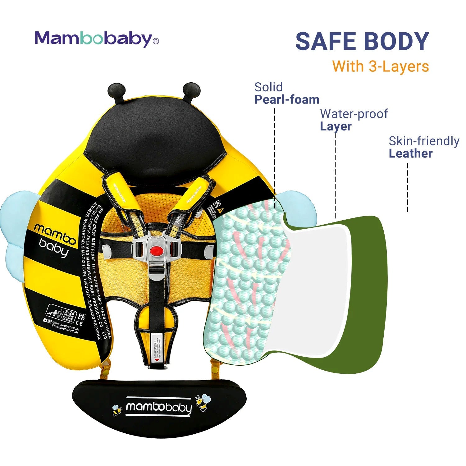 Mambobaby Pool Float HoneyBee with Canopy
