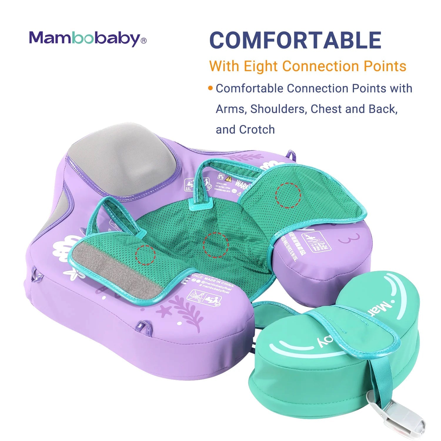 Mambobaby Pool Float With Canopy and Tail Purple Mermaid