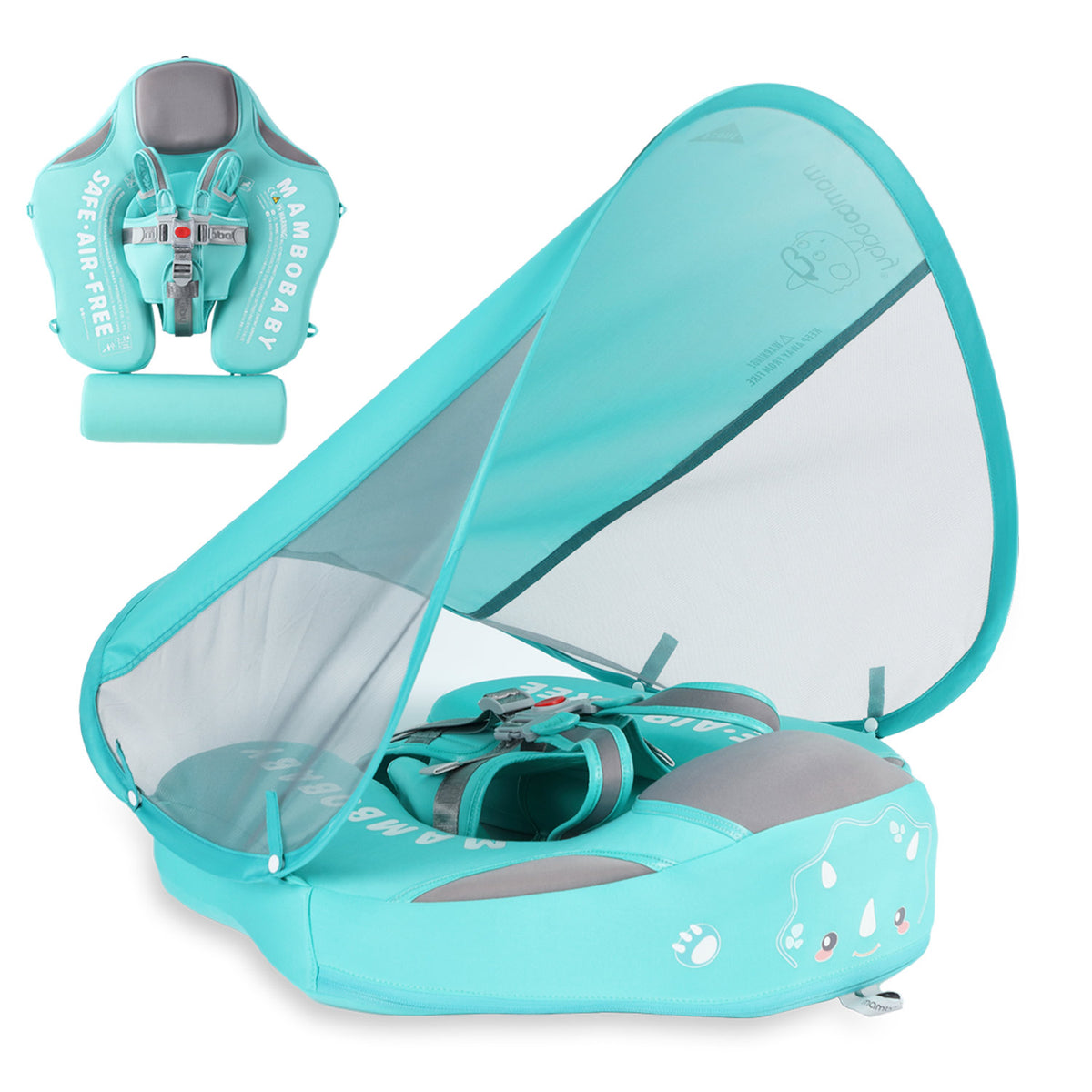 Mambobaby Air-Free Cartoon Elephant Chest Float with Flat Canopy