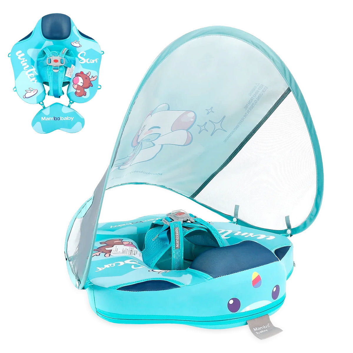 Mambobaby Pool Float with Canopy and Tail KuKuKiKi