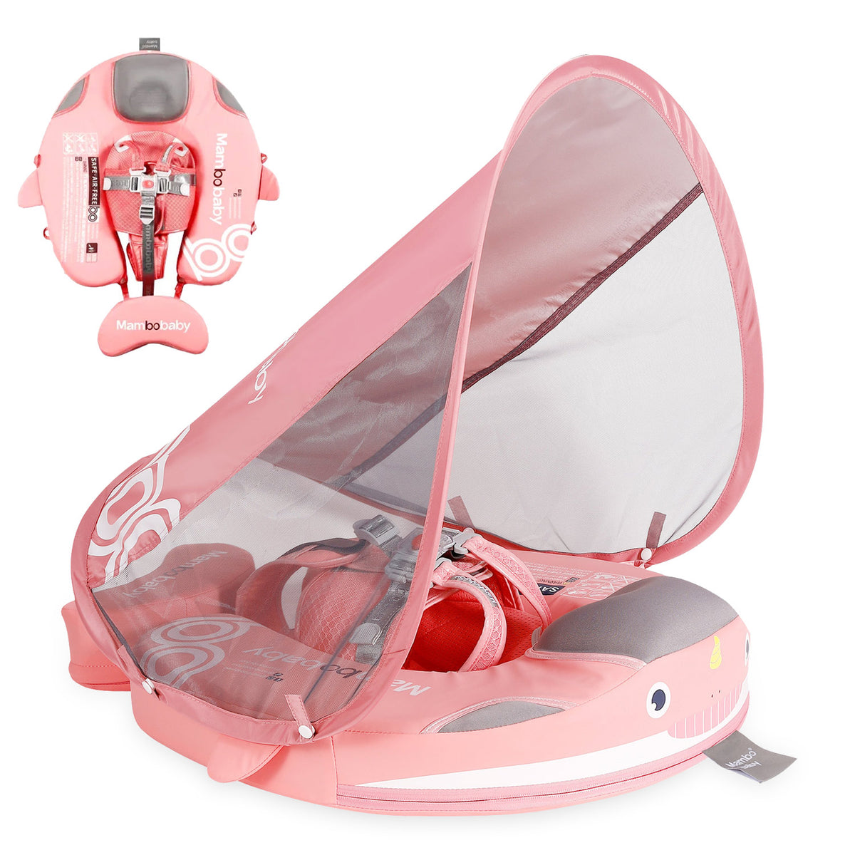 Mambobaby Pool Float with Canopy and Tail Narwal（Monodon monoceros）