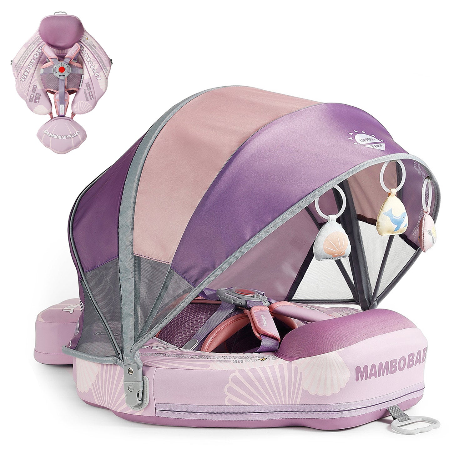 Mambobaby Pool Float with Canopy and Tail Seashell