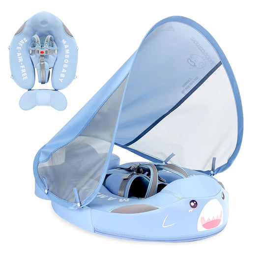 Mambobaby Pool Float with Canopy and Tail  Shark (Blue) 1500