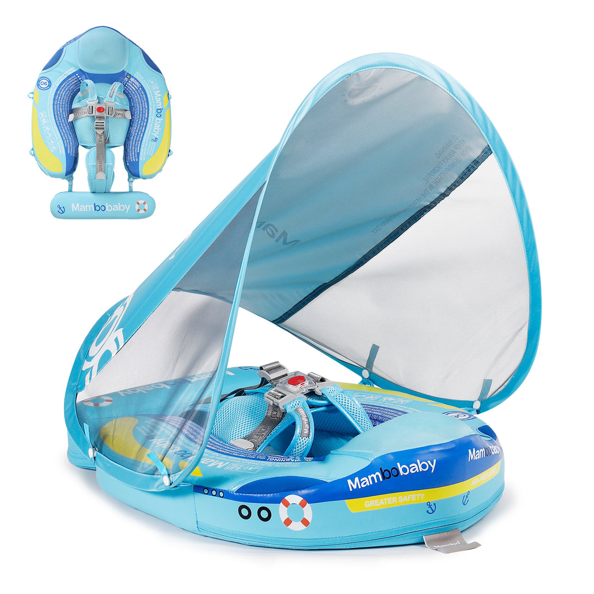 Mambobaby Pool Float with Canopy and Tail  Steamship