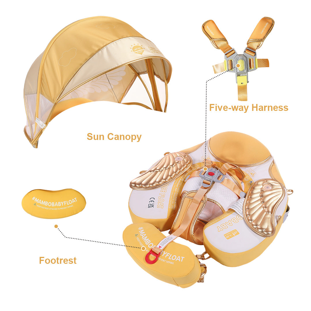 Mambobaby Air-Free Angel Wings Chest Float with 3D Canopy