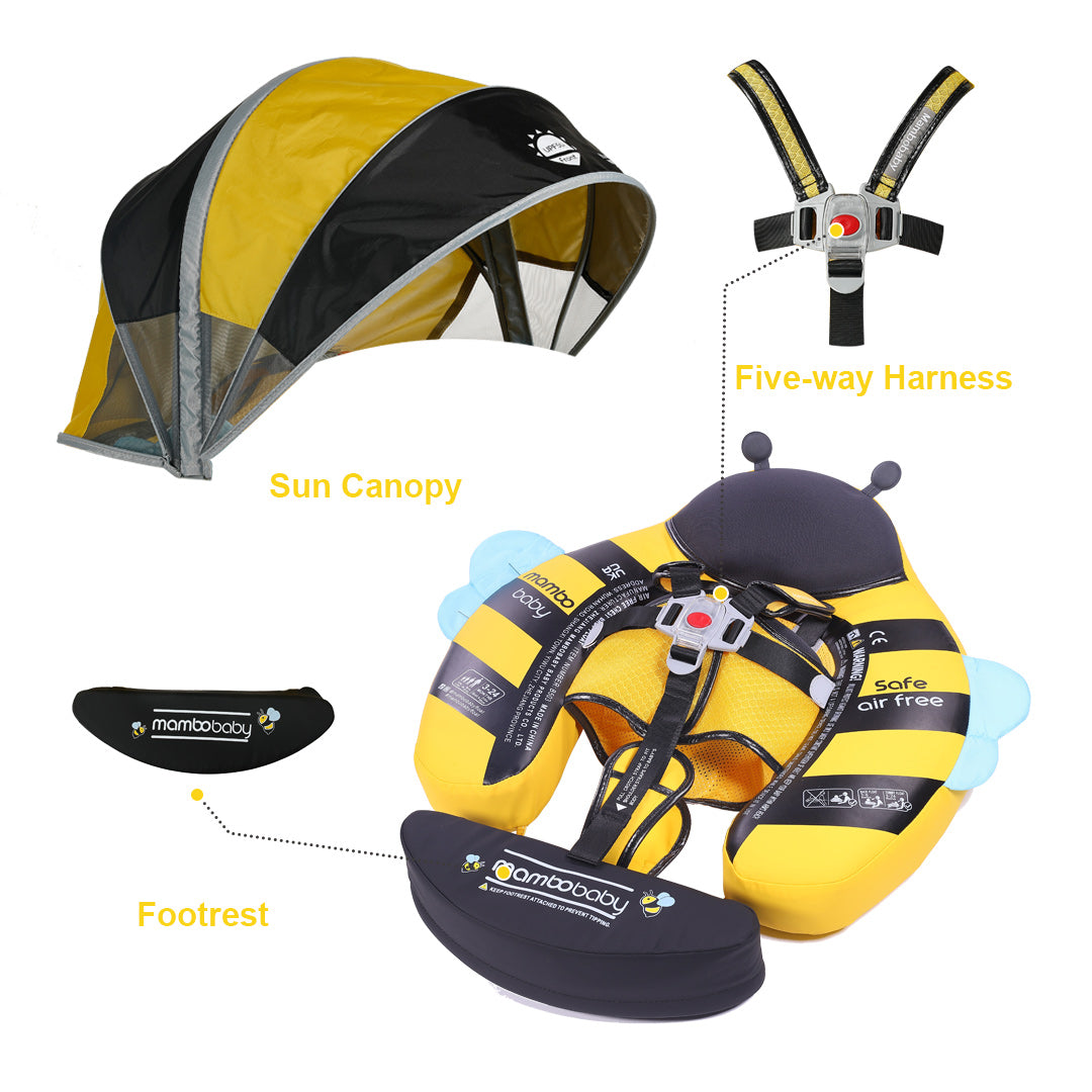 Mambobaby Air-Free HoneyBee Chest Float with 3D Canopy