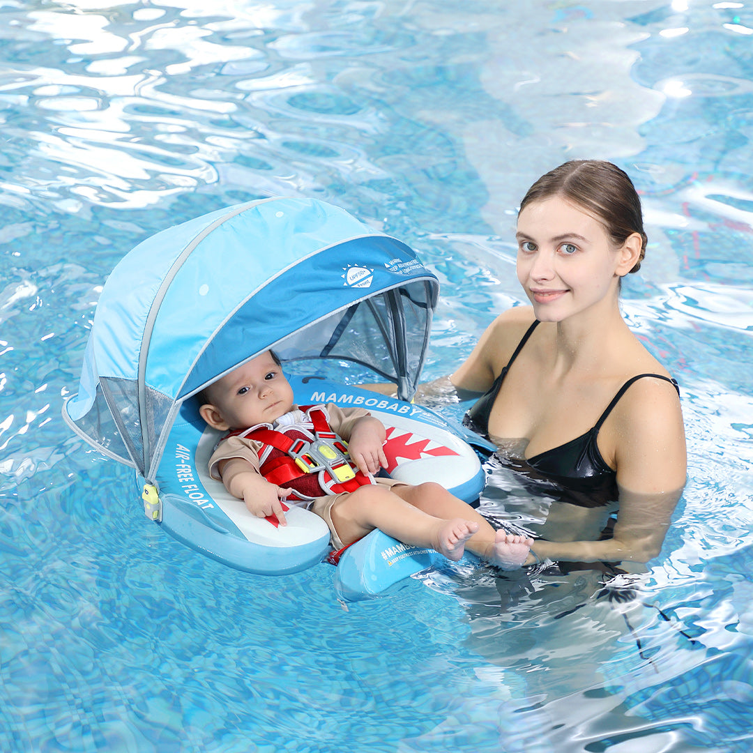 Mambobaby Air-Free Shark Jaw Cuddle Chest Float with 3D Canopy