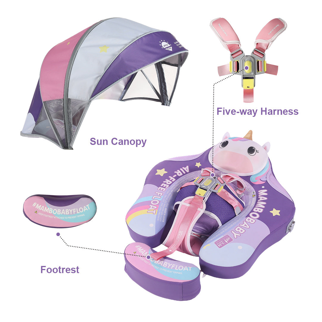 Mambobaby Air-Free Unicorn Cuddle Chest Float with 3D Canopy