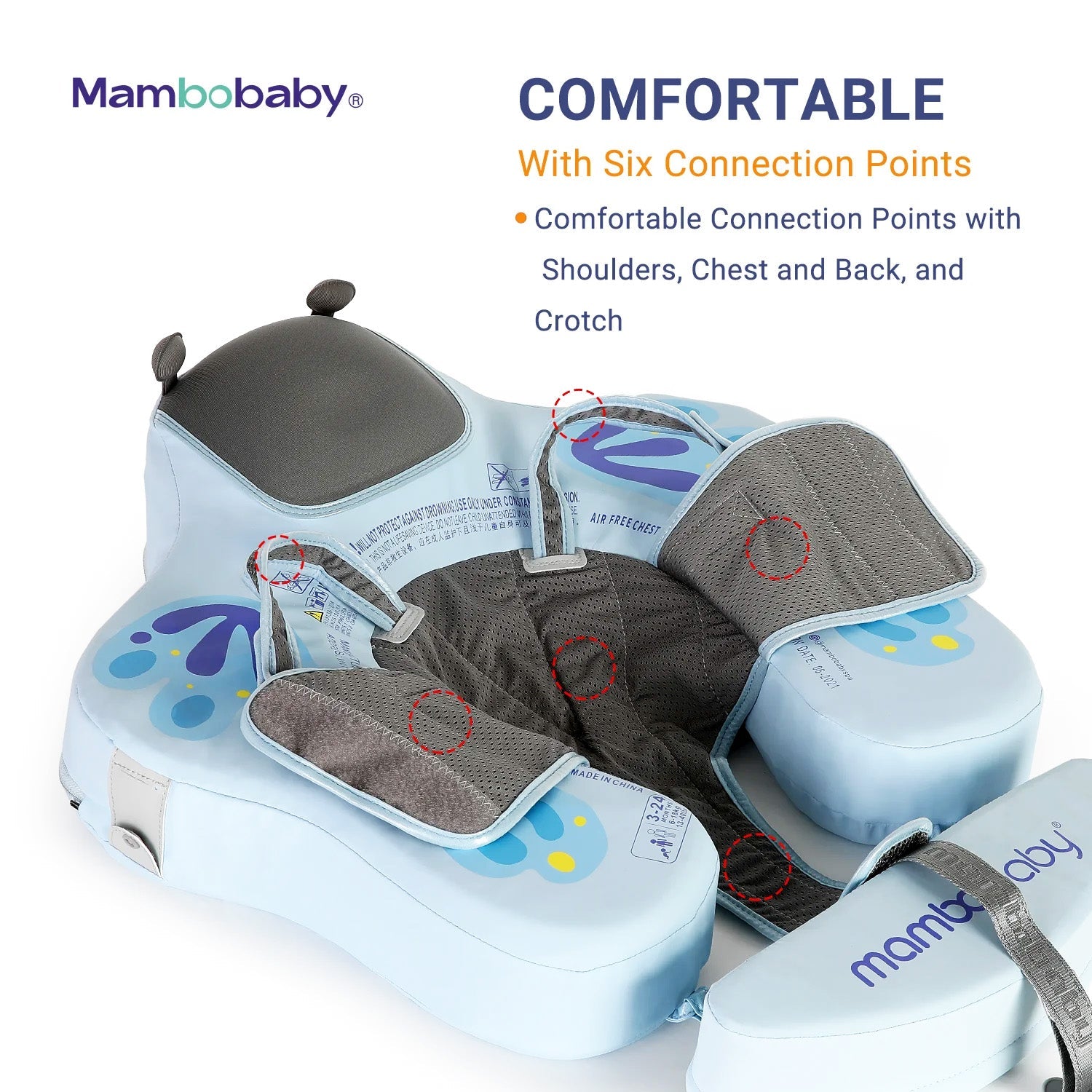 Mambobaby Pool Float Butterfly with Canopy and Tail Blue