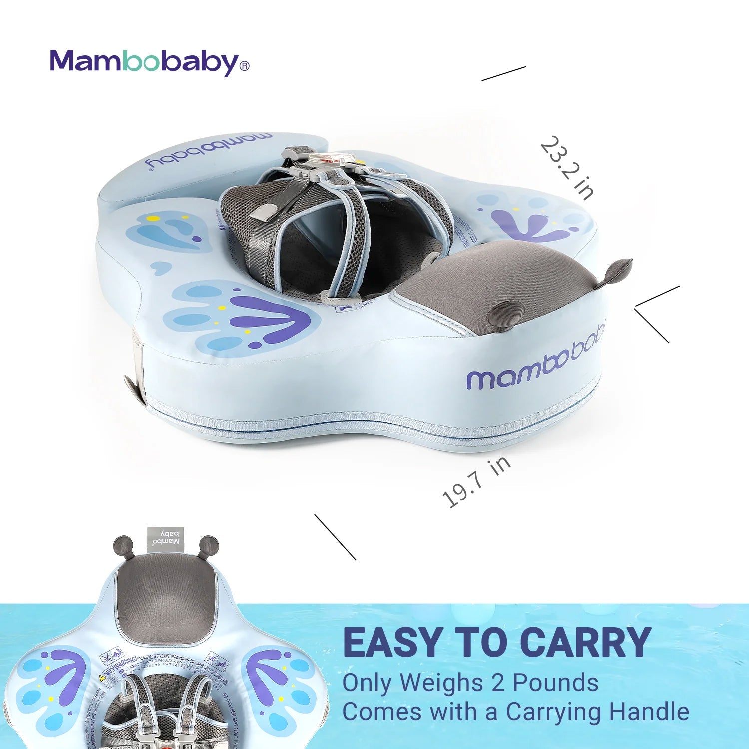 Mambobaby Pool Float Butterfly with Canopy and Tail Blue