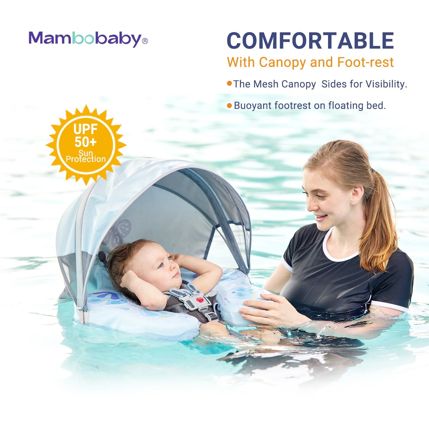 Mambobaby Pool Float Butterfly with Canopy and Tail (Blue)