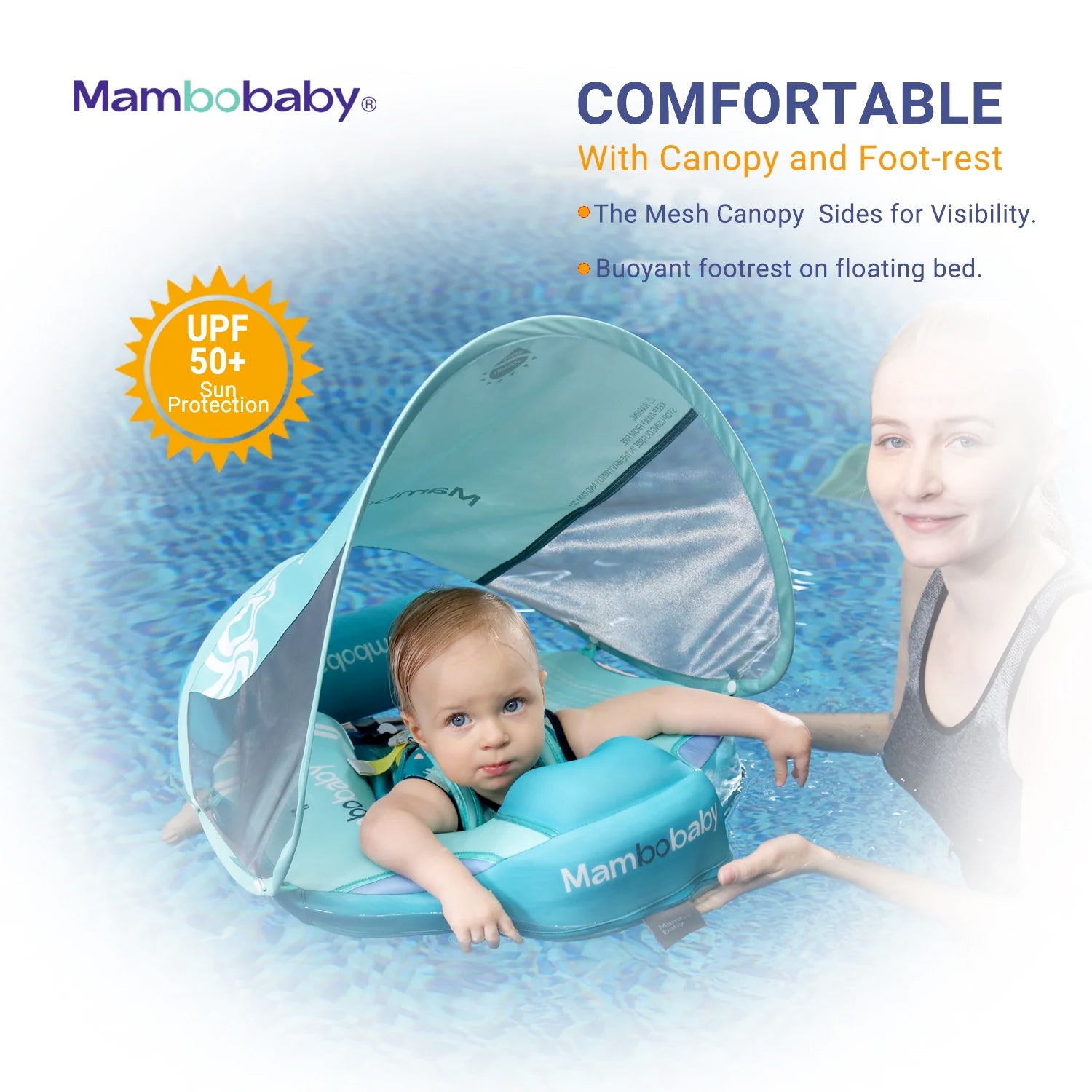 Mambobaby Pool Float Contrasting Theme with Canopy and Tail