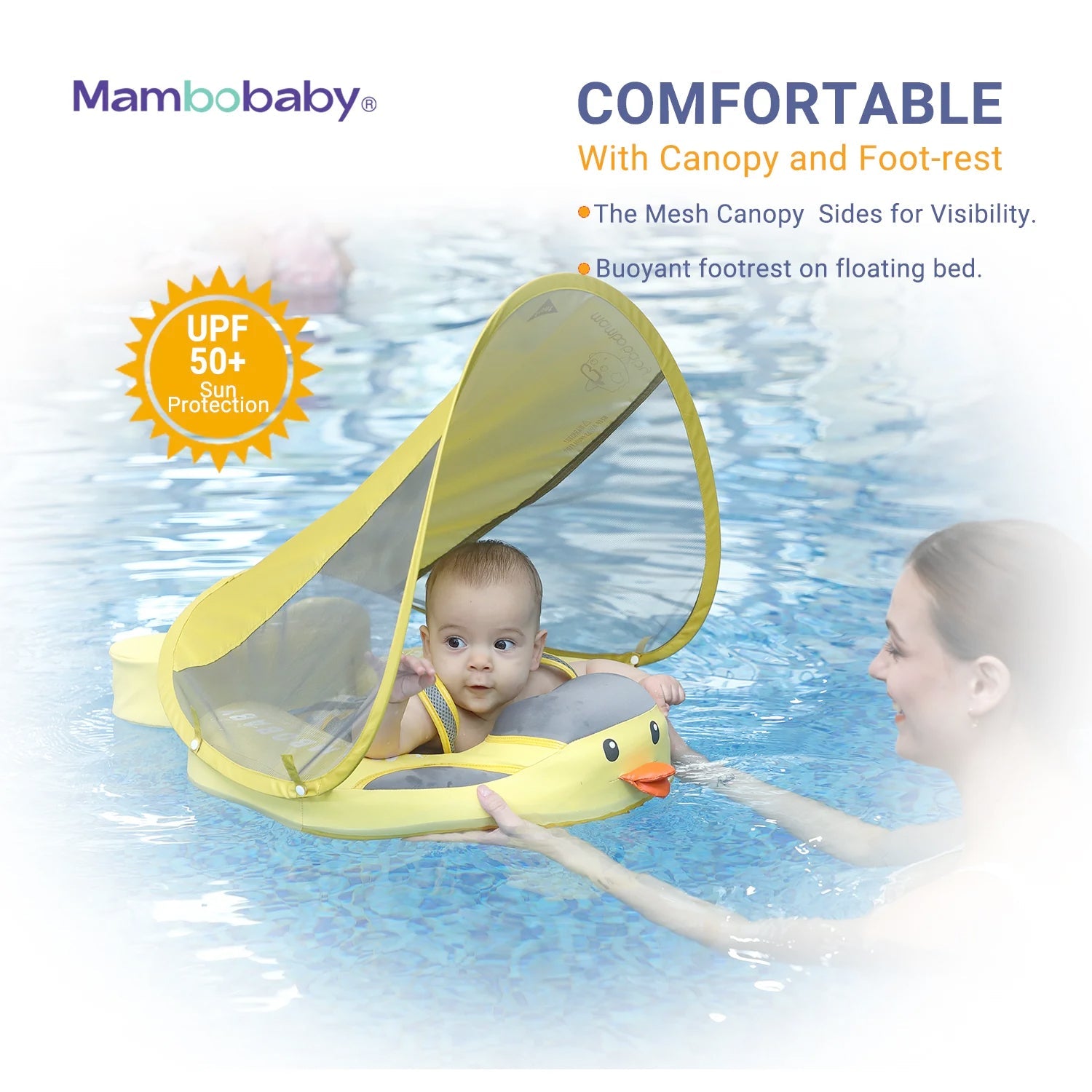 Mambobaby Pool Float Duckling with Canopy