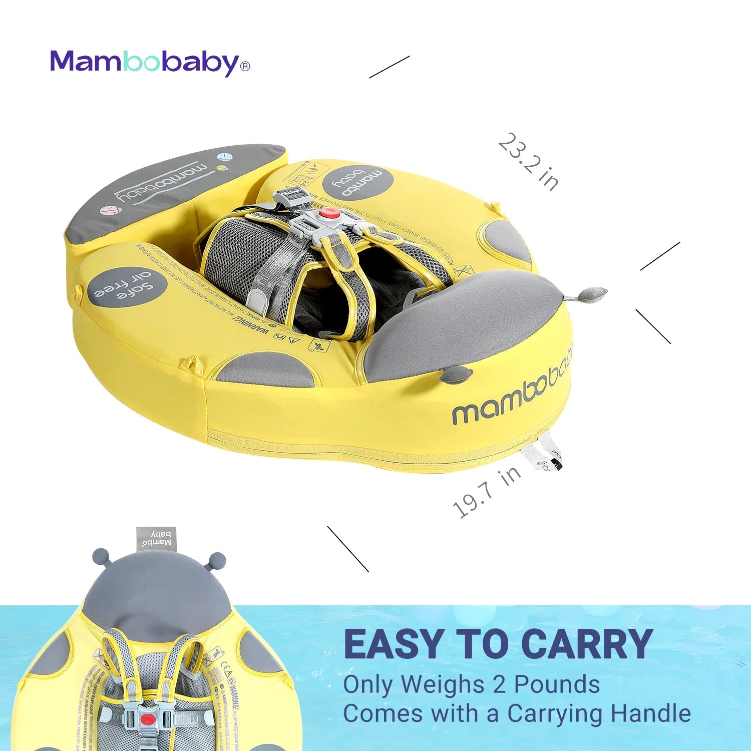 Mambobaby Pool Float  Ladybug with Canopy and Tail Blue