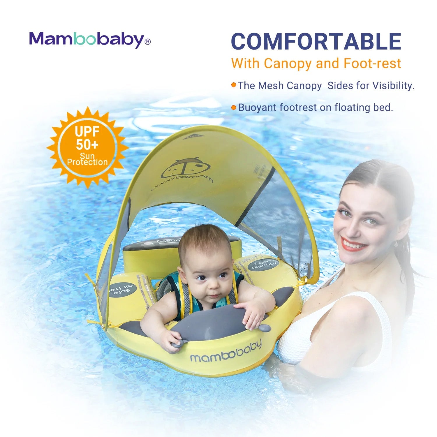 Mambobaby Pool Float  Ladybug with Canopy and Tail Blue