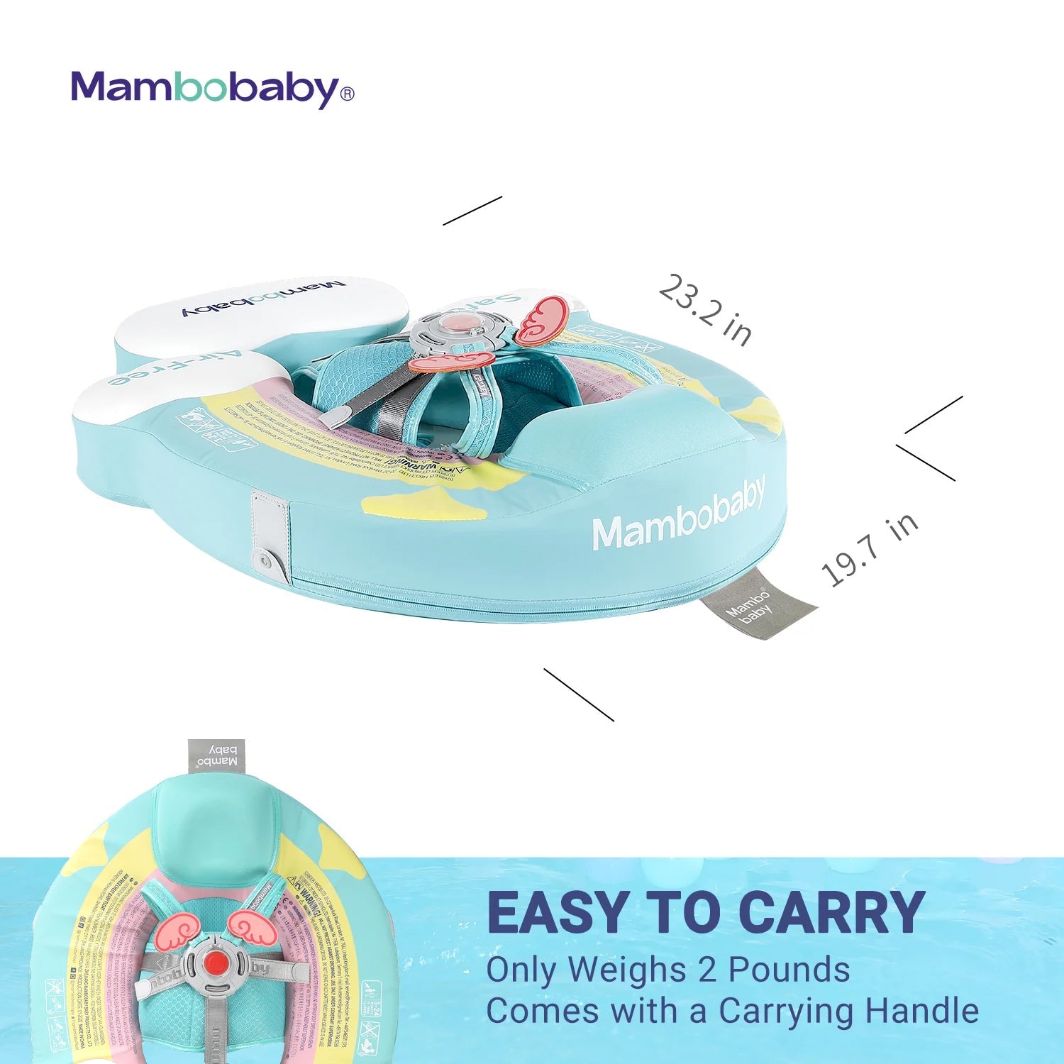 Mambobaby Pool Float Rainbow with Canopy and Tail