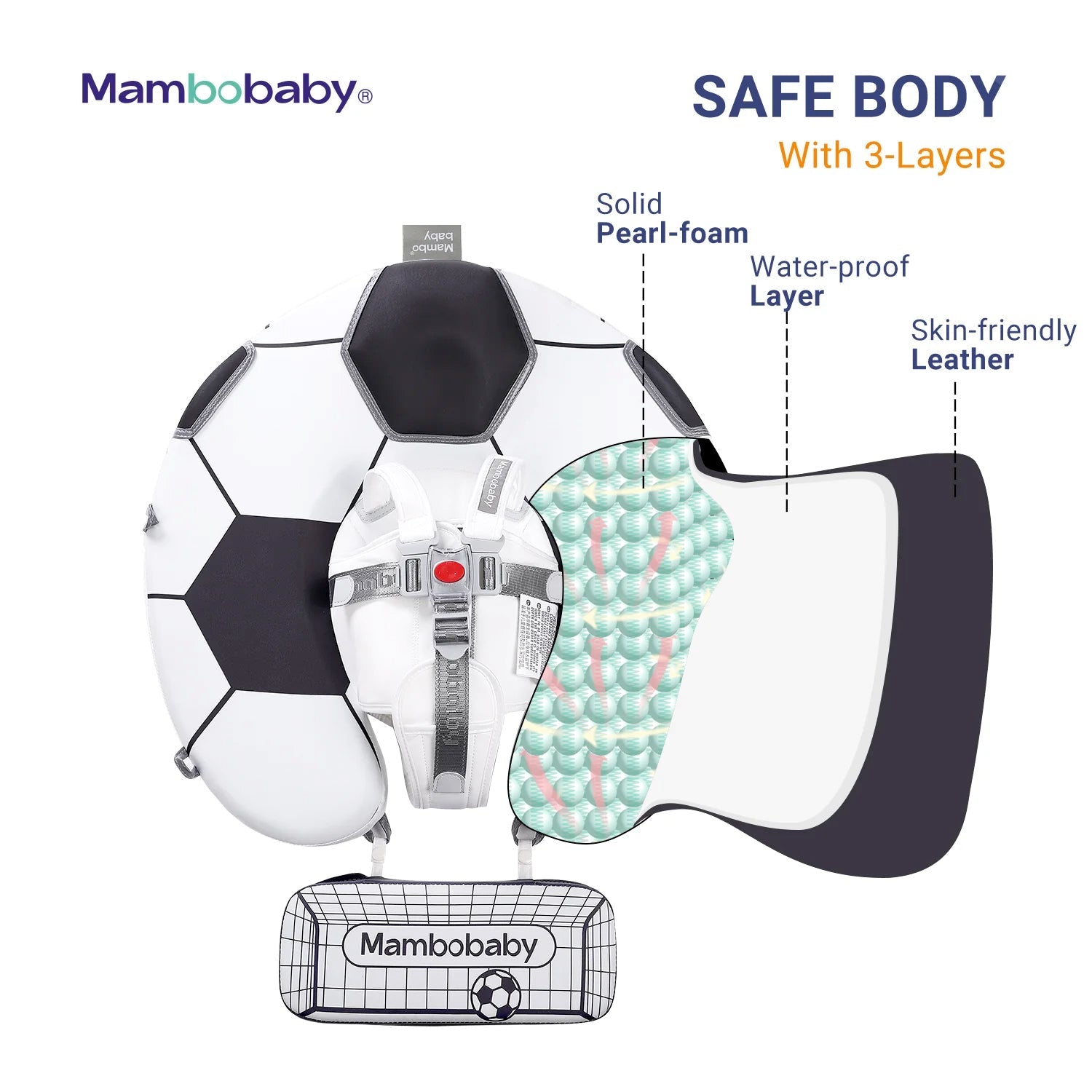 Mambobaby Pool Float with Canopy and Tail Soccer