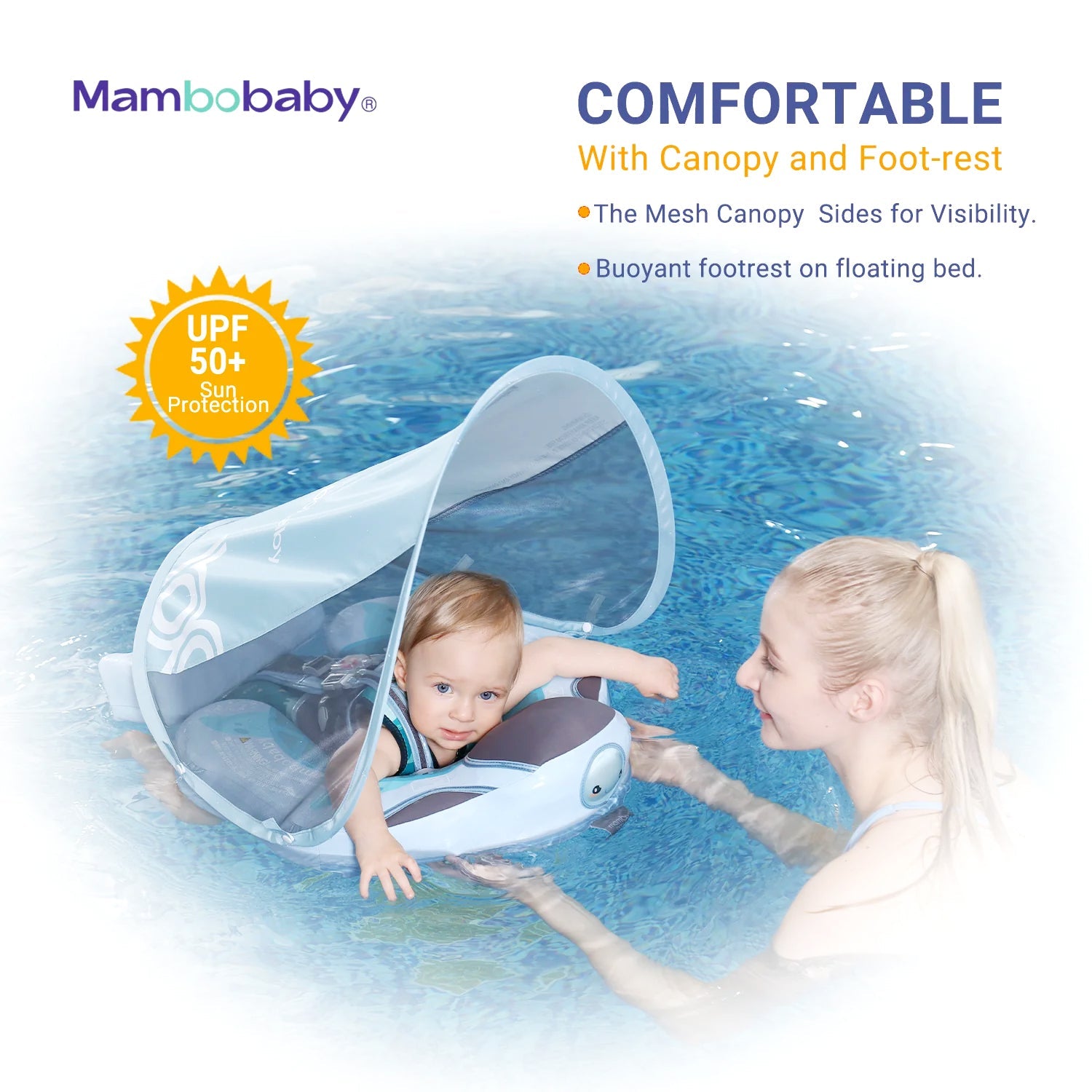 Mambobaby Pool Float with Canopy and Tail  Turtle