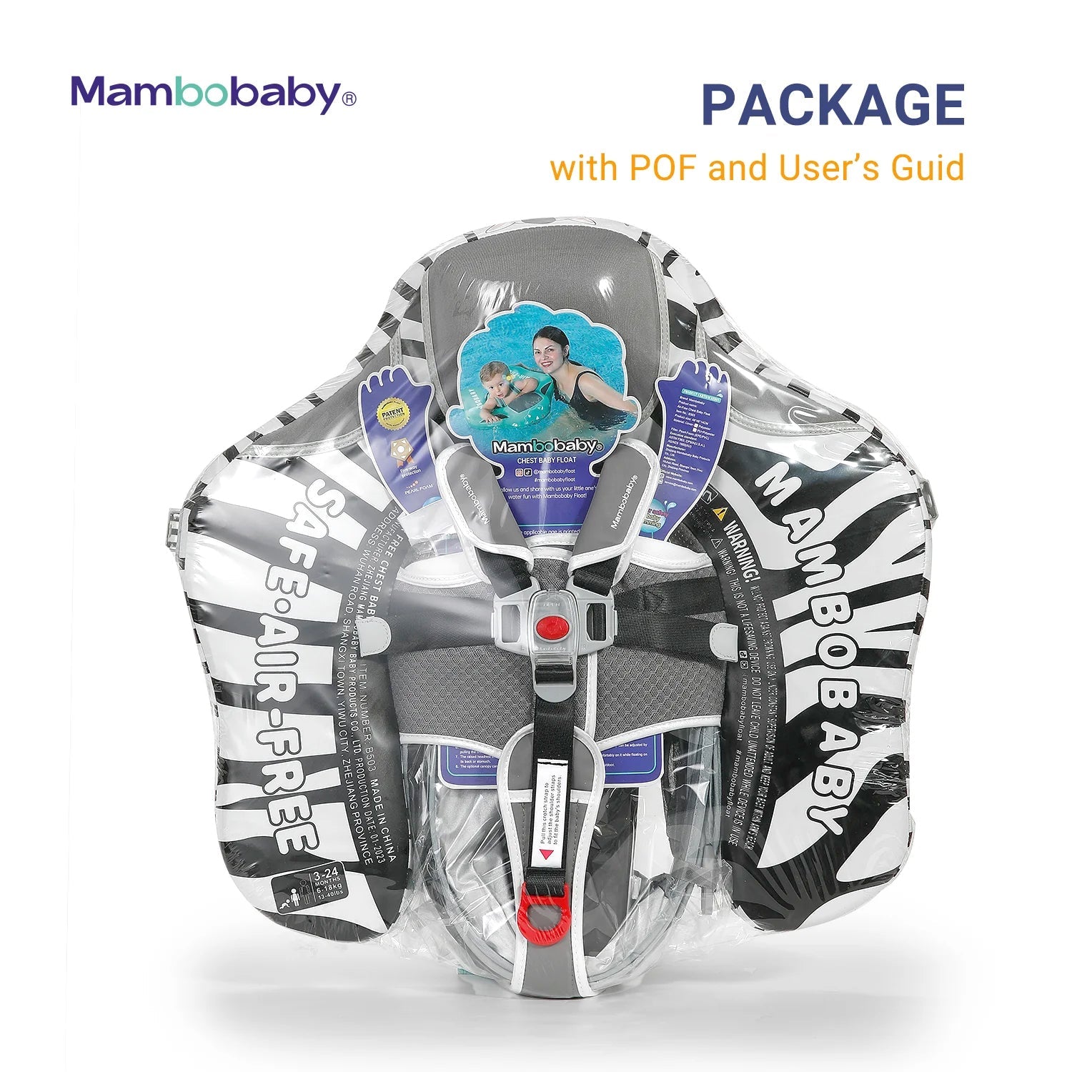 Mambobaby Pool Float with Canopy and Tail  Zebra