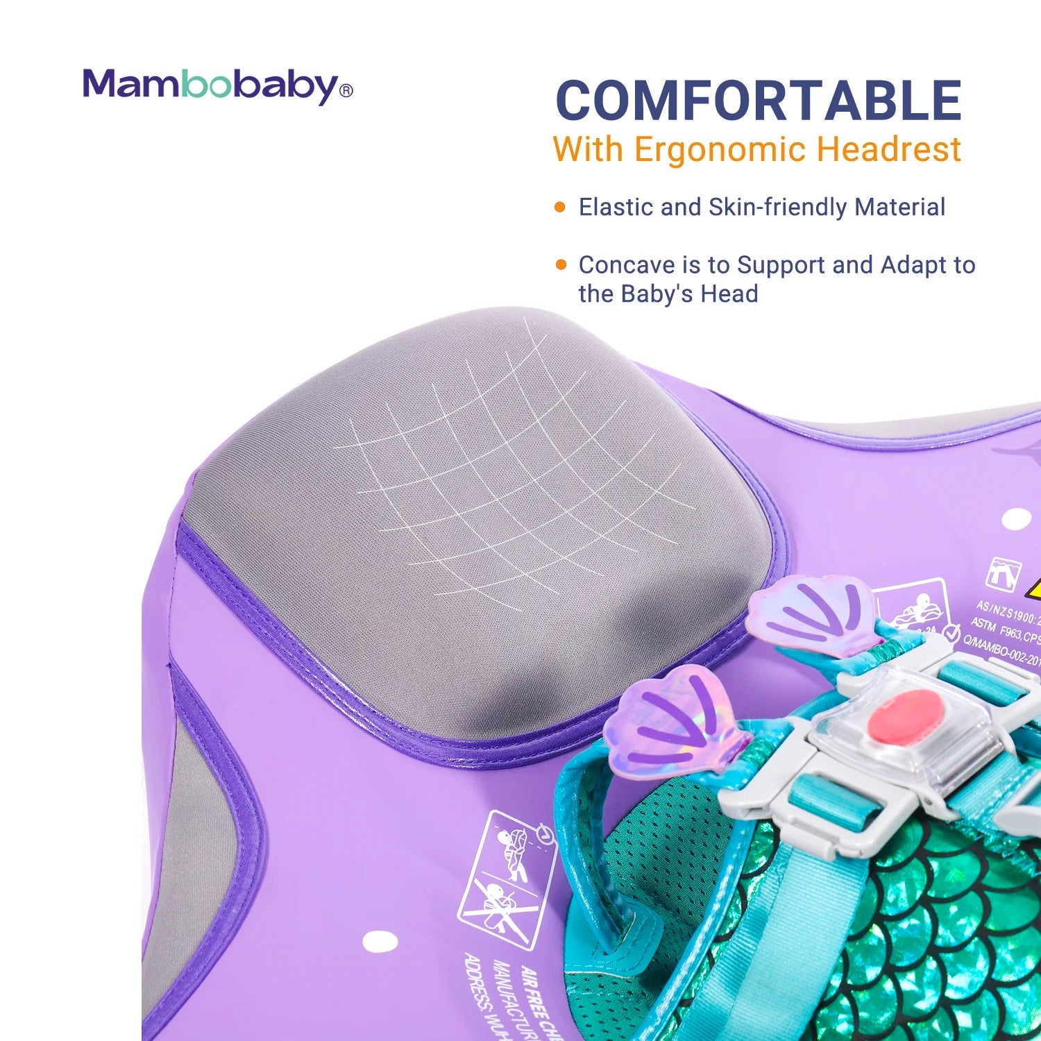 Mambobaby Pool Float With Canopy and Tail Purple Mermaid