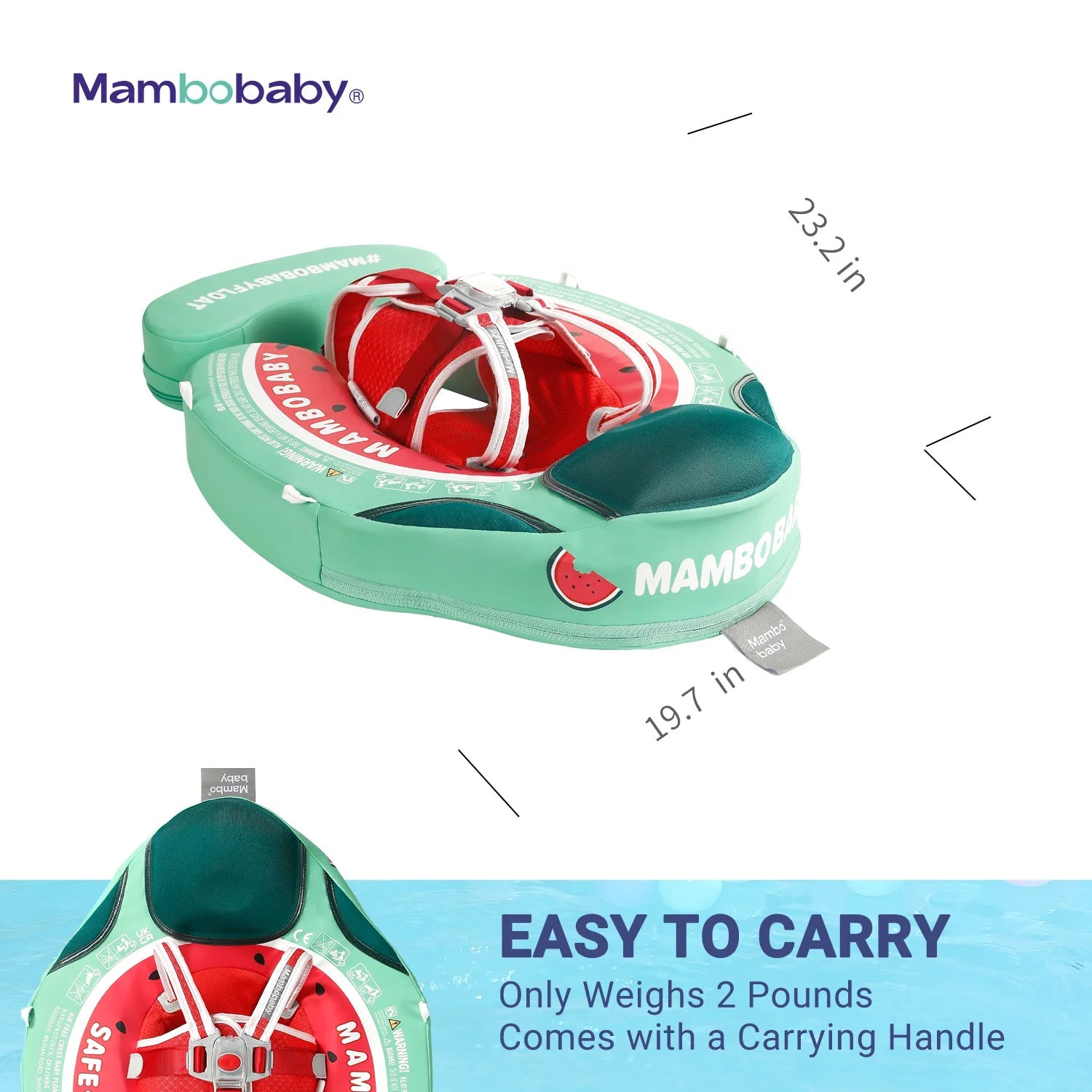 Mambobaby Pool Float with Canopy and Tail Watermelon